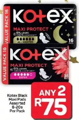 Pick n Pay Hypermarket Kotex Black Maxi Pads Assorted offer