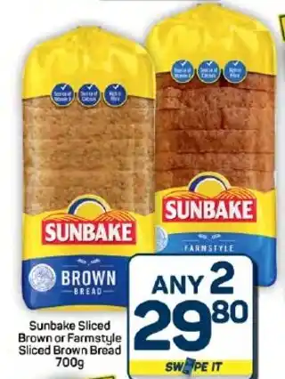 Pick n Pay Hypermarket Sunbake Sliced Brown or Farmstyle Sliced Brown Bread offer