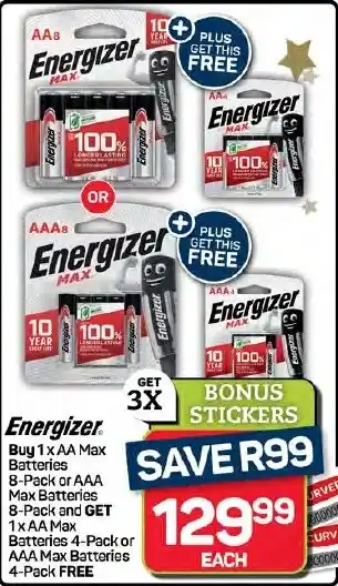Pick n Pay Hypermarket Energizer AA Max Batteries or AAA Max Batteries offer