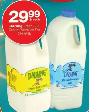 Checkers Darling Fresh Full Cream/ Medium Fat 2% Milk offer