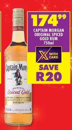 Shoprite CAPTAIN MORGAN ORIGINAL SPICED GOLD RUM 750ml offer
