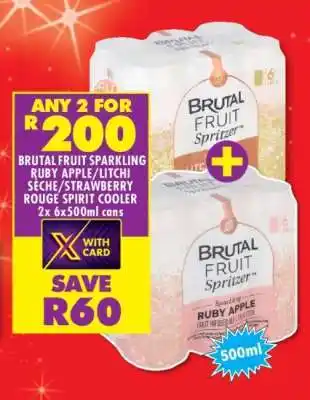 Shoprite BRUTALFRUIT SPARKLING RUBY APPLE/LITCHI SECHE/STRAWBERRY ROUGE SPIRIT COOLER offer