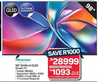 Pick n Pay Hypermarket Hisense 98 QLED Smart TV offer
