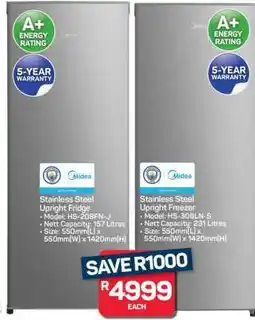 Pick n Pay Hypermarket Stainless Steel Upright Fridge/Freezer offer