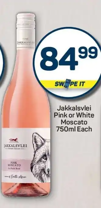 Pick n Pay Jakkalsvlei Pink or White Moscato 750ml Each offer