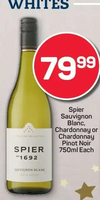 Pick n Pay Spier Sauvignon Blanc, Chardonnay or Chardonnay Pinot Noir 750ml Each offer