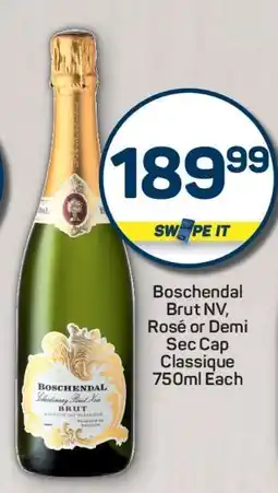 Pick n Pay Boschendal Brut NV, Rosé or Demi Sec Cap Classique 750ml Each offer