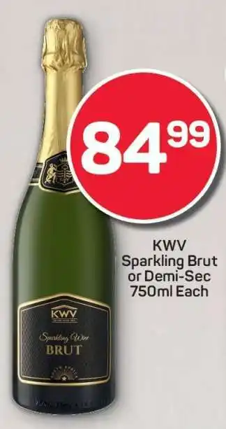 Pick n Pay KWV Sparkling Brut or Demi-Sec 750ml offer