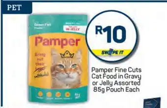 Pick n Pay Pamper Fine Cuts Cat Food in Gravy or Jelly Assorted 85g Pouch Each offer