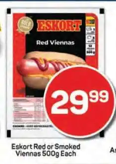 Pick n Pay Eskort Red or Smoked Viennas 500g Each offer