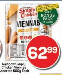 Pick n Pay Rainbow Simply Chicken Viennas Assorted 500g Each offer