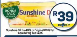 Pick n Pay Sunshine D Lite 40% or Original 60% Fat Spread offer