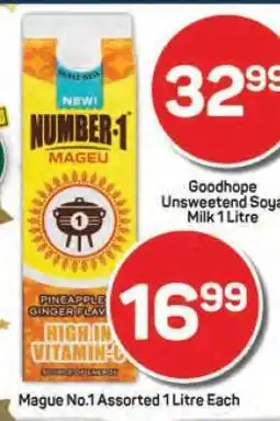 Pick n Pay Goodhope Unsweetened Soya Milk 1 Litre offer