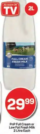 Pick n Pay PnP Full Cream or Low Fat Fresh Milk offer