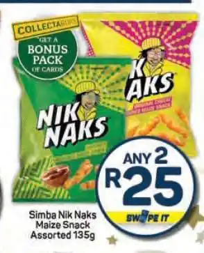 Pick n Pay Simba Nik Naks Maize Snack Assorted 135g offer