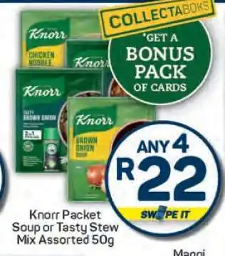 Pick n Pay Knorr Packet Soup or Tasty Stew Mix Assorted 50g offer