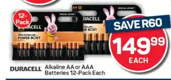Pick n Pay Duracell Alkaline AA or AAA Batteries 12-Pack Each offer