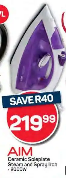 Pick n Pay AIM Ceramic Soleplate Steam and Spray Iron offer