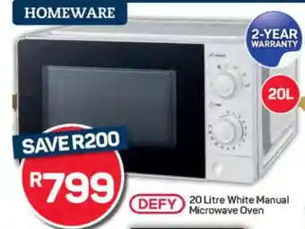 Pick n Pay DEFY 20 Litre White Manual Microwave Oven offer