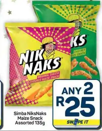 Pick n Pay Hypermarket Simba NiksNaks Maize Snack Assorted 135g offer