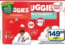 Pick n Pay Hypermarket HUGGIES DRY COMFORT DISPOSABLE NAPPIES VALUE PACK offer
