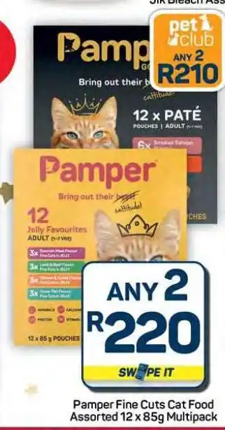 Pick n Pay Hypermarket Pamper Fine Cuts Cat Food Assorted 12 x 85g Multipack offer