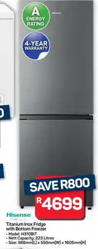 Pick n Pay Hypermarket Hisense Titanium Inox Fridge offer