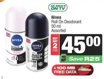 Spar Nivea Roll On Deodorant offer