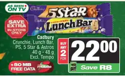 Spar Cadbury Crunchie, Lunch Bar, PS, 5 Star & Astros offer