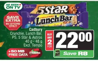 Spar Cadbury Crunchie, Lunch Bar, PS, 5 Star & Astros offer