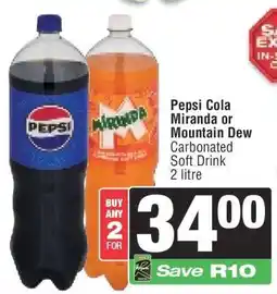 Spar Pepsi Cola, Miranda or Mountain Dew offer