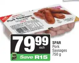 Spar SPAR Pork Sausages offer