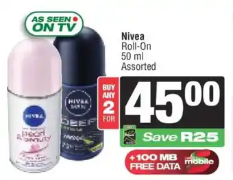 Spar Nivea Roll On 50 ml Assorted offer