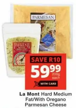 Checkers La Mont Hard Medium Fat/ With Oregano Parmesan Cheese offer