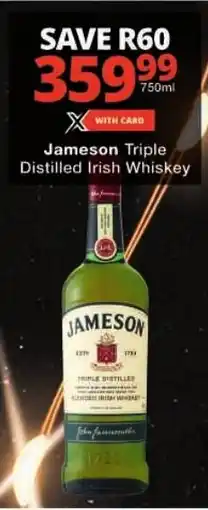 Checkers Jameson Triple Distilled Irish Whiskey offer