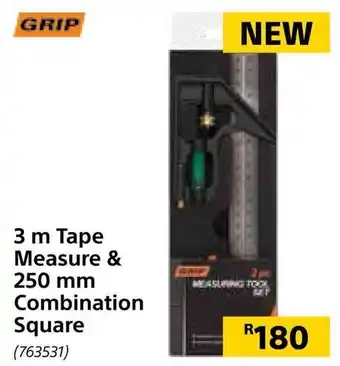 Builders Warehouse Grip 3m Tape Measure & 250mm Combination Square offer