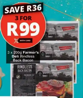 Checkers Farmer's Deli Rindless Back Bacon offer