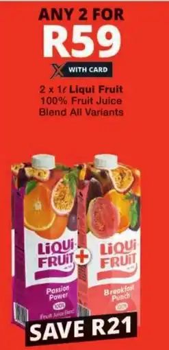 Checkers Liqui Fruit 100% Fruit Juice Blend All Variants offer
