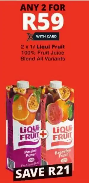 Checkers Liqui Fruit 100% Fruit Juice Blend All Variants offer