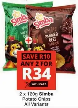 Checkers Simba Potato Chips All Variants offer