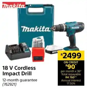 Builders Warehouse Makita 18V Cordless Impact Drill offer