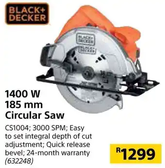 Builders Warehouse Black+Decker 1400W 185mm Circular Saw offer