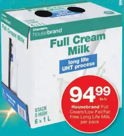 Checkers Housebrand Full Cream/ Low Fat/ Fat Free Long Life Milk offer