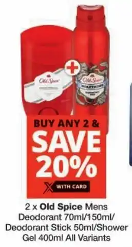 Checkers Old Spice Mens Deodorant/ Deodorant Stick/ Shower Gel All Variants offer