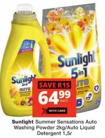 Checkers Sunlight Summer Sensations Auto Washing Powder/ Auto Liquid Detergent offer