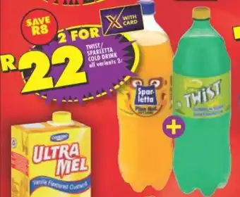 Shoprite Twist/Sparletta Cold Drink 2x2L offer