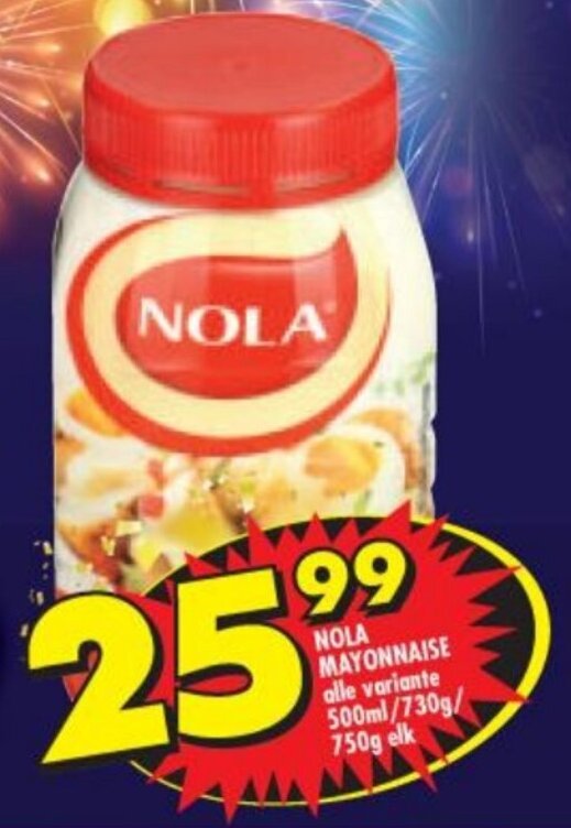 Nola Mayonnaise Original 500ml/730g/750g offer at Shoprite