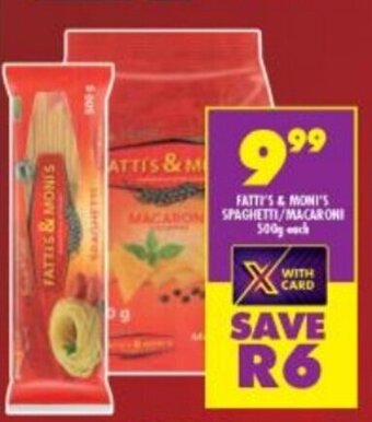 Shoprite Fatti's & Moni's Spaghetti/Macaroni 500g offer