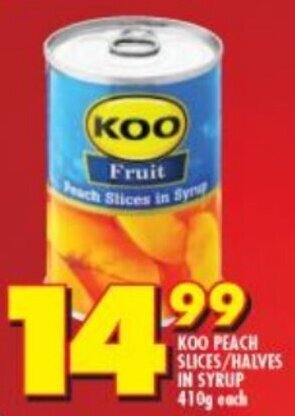 Shoprite Koo Peach Slices/Halves in Syrup 410g offer