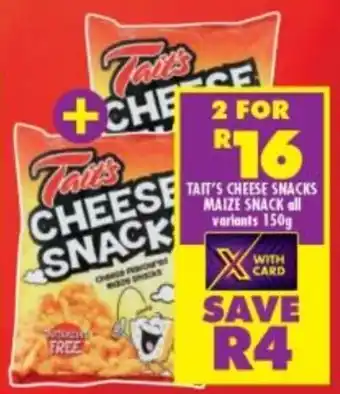 Shoprite Tait's Cheese Snacks Maize Snack 2x50g offer